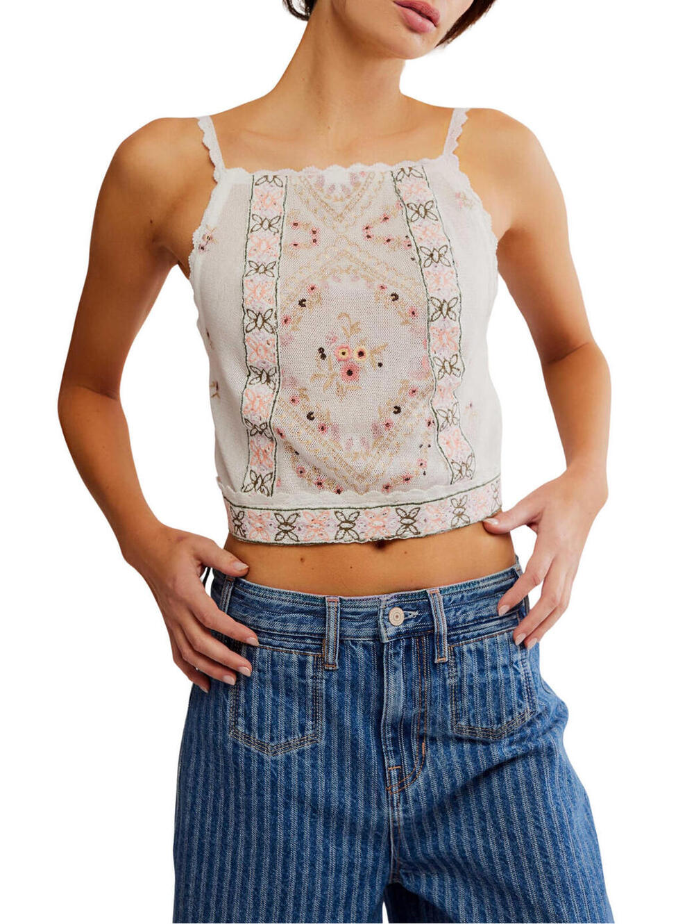NWT! Free People Garden Party Apron Back Top in Ivory Size Medium